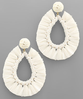 Raffia Wrapped Teardrop Earrings