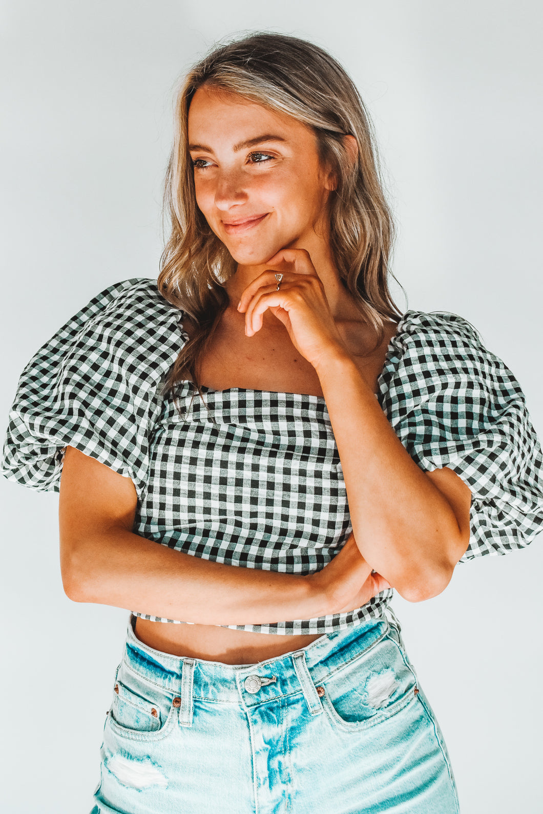 Check It Out Gingham Crop Top