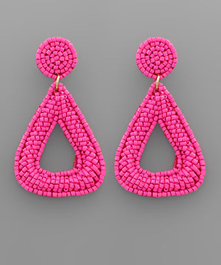 Beaded Round Triangle Earrings