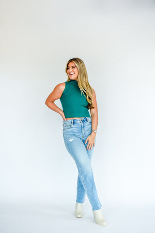 Tracey High Rise Straight Jean in Light Blue
