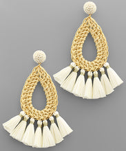 Load image into Gallery viewer, Rattan Teardrop And Tassel Earrings

